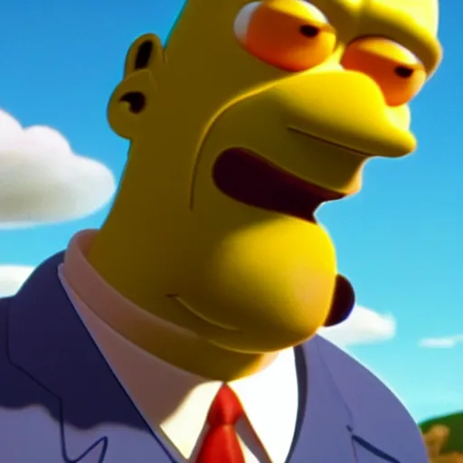 Image similar to A still of Homer Simpson as a real person. Extremely detailed. Beautiful. 4K. Award winning