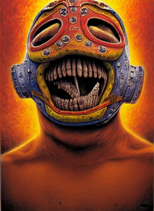 Image similar to poster of mexican old fighter, lucha libre, style poster illustration, by peter gric