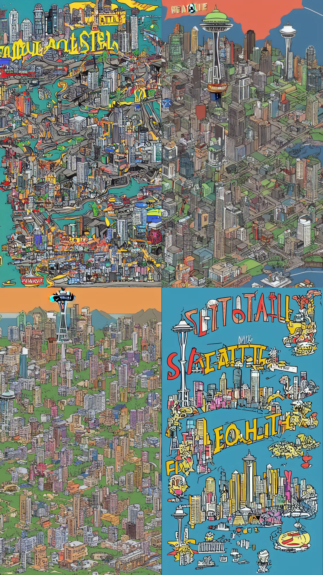 Prompt: Seattle in the style of Earthbound