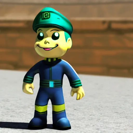 Image similar to 3 d toy vault boy from fallout : new wegas,