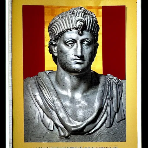 Image similar to 1 9 9 0 s roman emperor, political portrait of roman emperor, 1 9 9 7, roman empire modern, alternate history