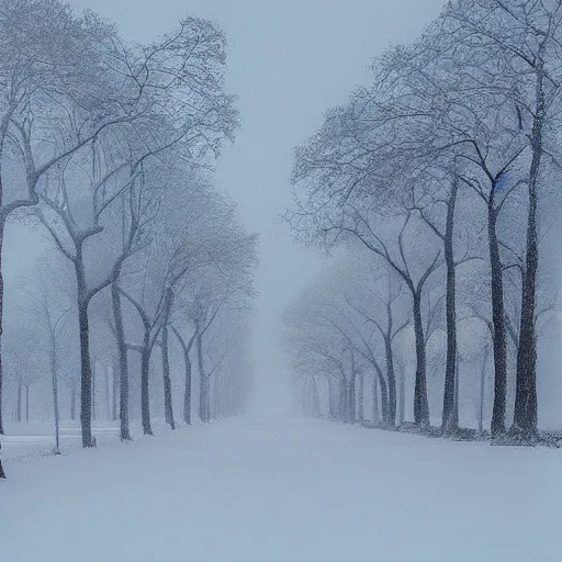 Image similar to mystic winter landscape by wes anderson