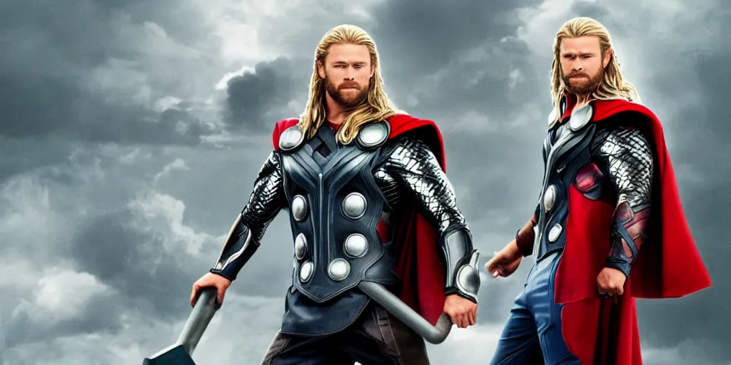 Prompt: Thor from the Avengers holding a toilet plunger instead of a hammer, cinematic pose