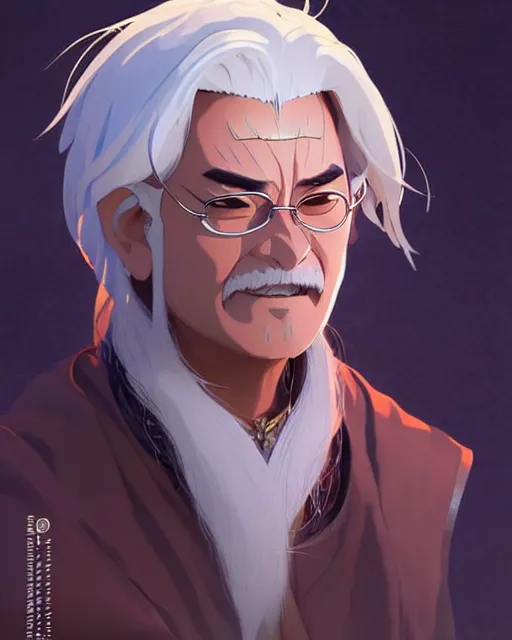 Prompt: himalayan mage with silver hair, detailed perfect face, exquisite details, fire magic, mid view, design on a white background, by studio muti, greg rutkowski makoto shinkai takashi takeuchi studio ghibli