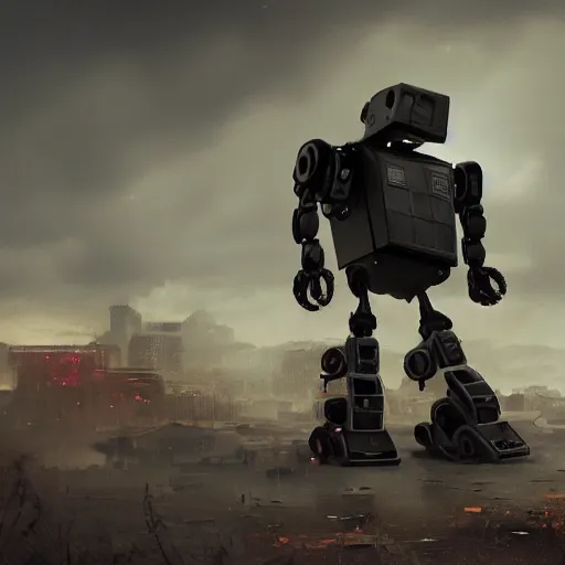 Prompt: a very big robot with a ( ( ( ( ( broken ) ) ) ) ) old tv head, detailed, rusty,,, concept art, matte painting, trending artstation, octane render, vivid cinematic lightning, ( apocalyptic ) 8 k