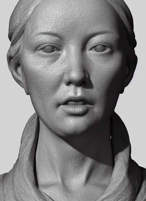Image similar to 3D resin miniature sculpture by Jean-Baptiste Carpeaux and Luo Li Rong, woman, prefect symmetrical face, academic art, standing, full body, realistic, 8K, Introduction factory photo, Product Introduction Photo, Hyperrealism. Subsurface scattering, raytracing, Octane Render, Zbrush, simple background