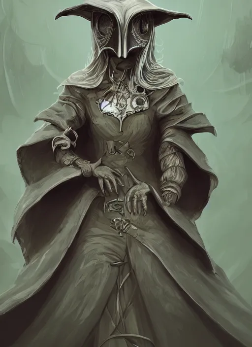 Image similar to a highly detailed illustration of plague doctor mask wearing woman, cape flowing in the wind pose, surrounded by green mist, intricate, elegant, highly detailed, centered, digital painting, artstation, concept art, smooth, sharp focus, league of legends concept art, WLOP