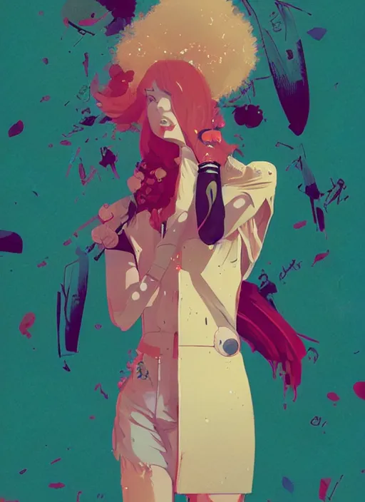 Image similar to character design, a fashion girl in future style costume, concert poster retro, conrad roset, greg rutkowski, flume cover art