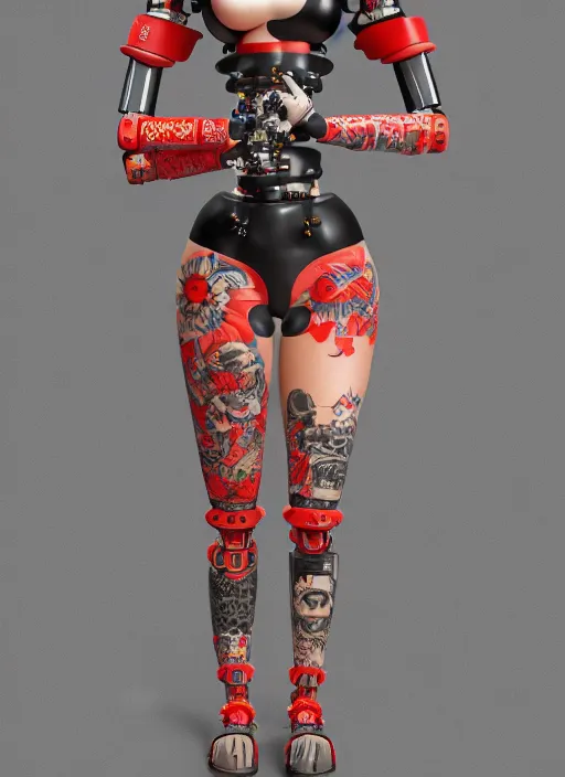 Image similar to full body photo of a punk geisha robot 2 1 savage with kanji tattoos and decals wearing a digital pixelated kimono, intricate design, photo - realistic, octane render, ultra fine detailed, character design, trending on artstation