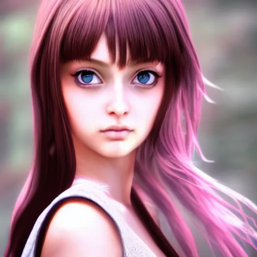 Image similar to beautiful anime cute teen girl resembling Aishwarya Rai, natural beauty expressive pose, art by mark brooks, but as a real life photograph, photorealism, daz3d genesis iray shaders, cinematic lighting, HDRI, 8k textures