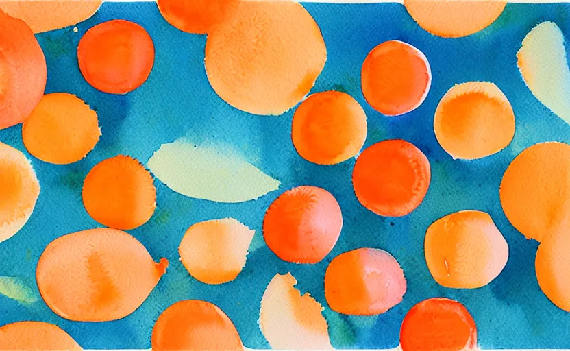 Prompt: minimalist watercolor art of oranges in the style of raissa oltmanns