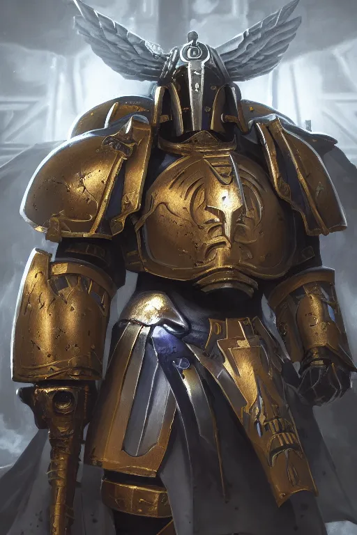 Image similar to armor portrait heros warhammer 4 0 k horus heresy fanart - the primarchs emperor by johannes helgeson animated with vfx concept artist & illustrator global illumination ray tracing hdr fanart arstation zbrush central hardmesh 8 k octane renderer comics stylized