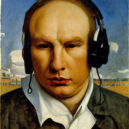 Image similar to face head whiskers ears Portrait of John Madden Hippo announcer standing atop a gridiron football field whilst wearing headphones whilst speaking into microphone booms eugene delacroix christian schad ilya repin giorgio de chirico giotto leonardo da vinci watercolor pastel oil