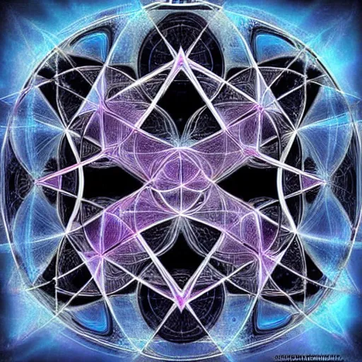 Image similar to metatrons cube, sacred geometry, highly detailed, matte painting, galaxy