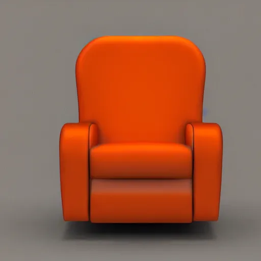 Image similar to 3 d rendering of an orange - shaped chair. 4 d cinema. high fidelity. high quality. architecture.