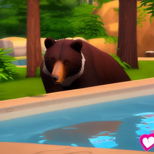 Image similar to a bear in jacuzzi, the sims 4