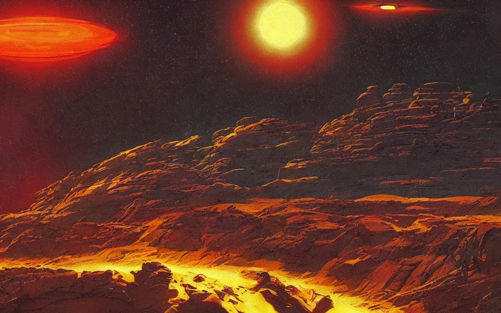 Prompt: artwork in the style of finnian macmanus and in the style of chesley bonestell.