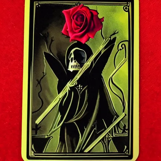 Image similar to the death tarot card, sacred rose