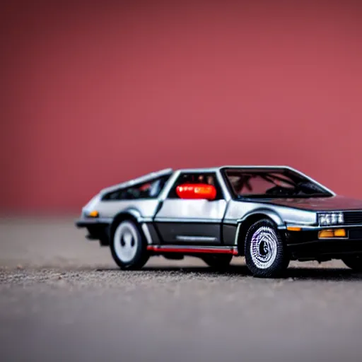 Image similar to macro photo of a miniature ho scale delorean figure, taken with canon 8 0 d, canon 1 0 0 mm f / 2. 8
