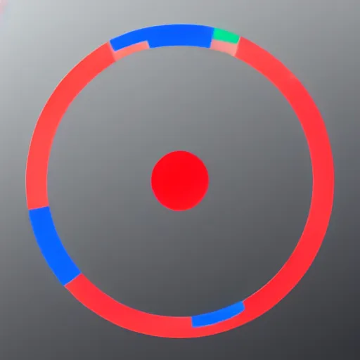 Prompt: a red circle on a white background with a vertical blue line through the center of the circle