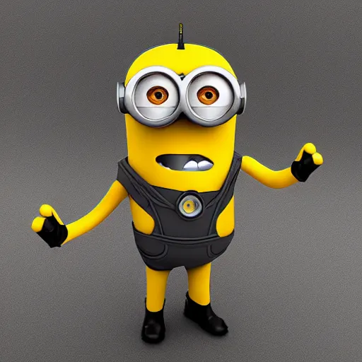 Image similar to “minion iron man, UHD, hyperrealistic render”