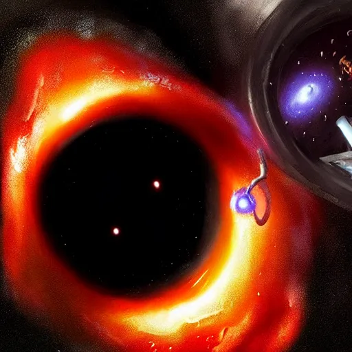 Prompt: supermassive black hole drinks beer, detailed photo by greg rutkowski.