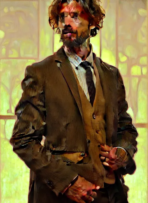 Prompt: oil portrait of kevin kellen, intricate, elegant, highly detailed, lighting, painting, artstation, smooth, illustration, art by greg rutowski and alphonse mucha