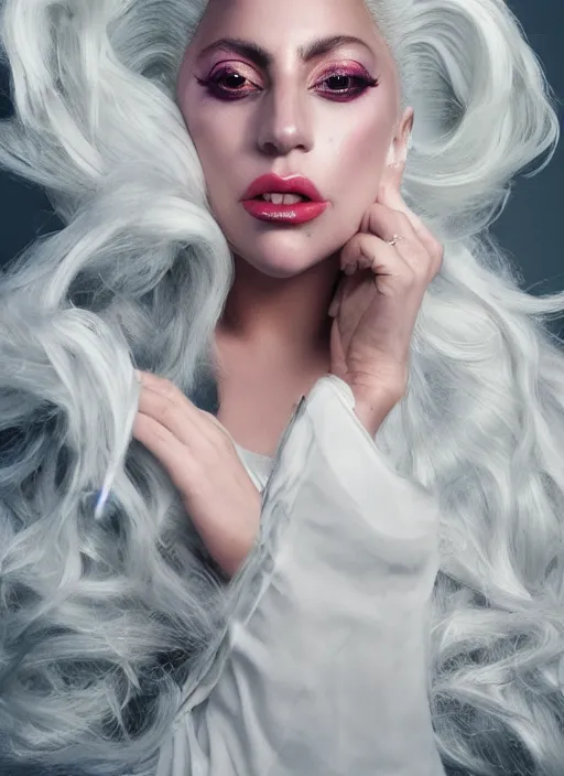 Image similar to lady gaga photoshoot by nick knight editorial studio lighting Highly realistic. High resolution. Highly detailed. Dramatic. 8k.4k.