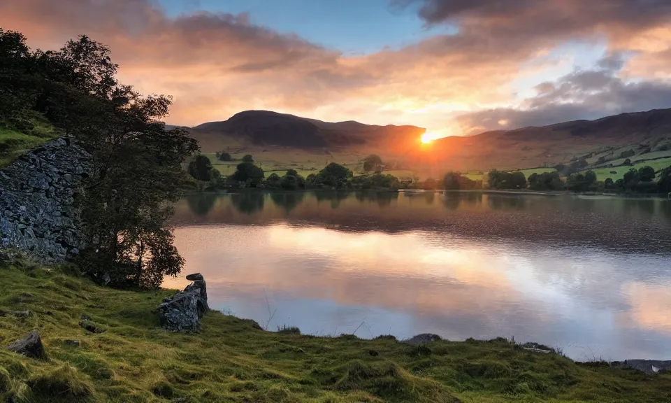 Image similar to sunset at the lake district