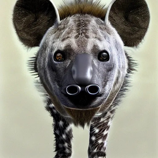 Image similar to cybernetic hyena realistic photo, cyborg hyena real