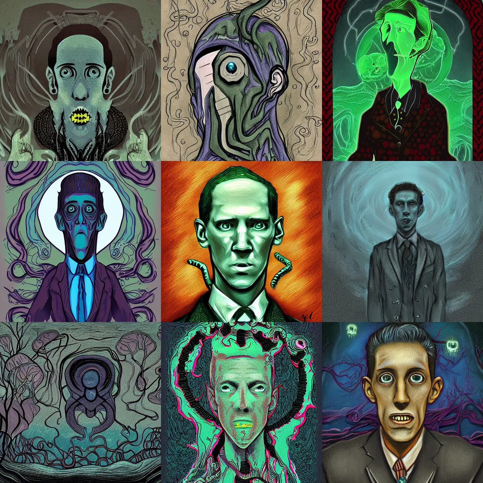 Prompt: digital paintings inspired by h. p. lovecraft