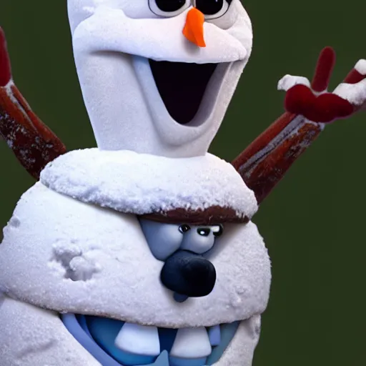 Image similar to Olaf from frozen has seen better days