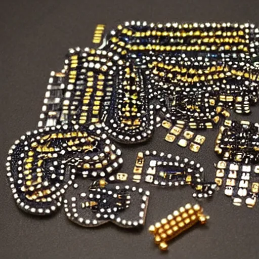 Prompt: jewelry made of circuit boards