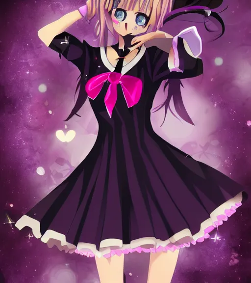 Image similar to a magical anime girl, dark colours