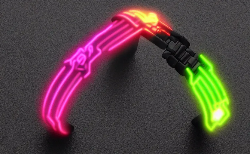 Prompt: technological cyberpunk neon bracelet, fine details, realistic shaded, dystopian trash