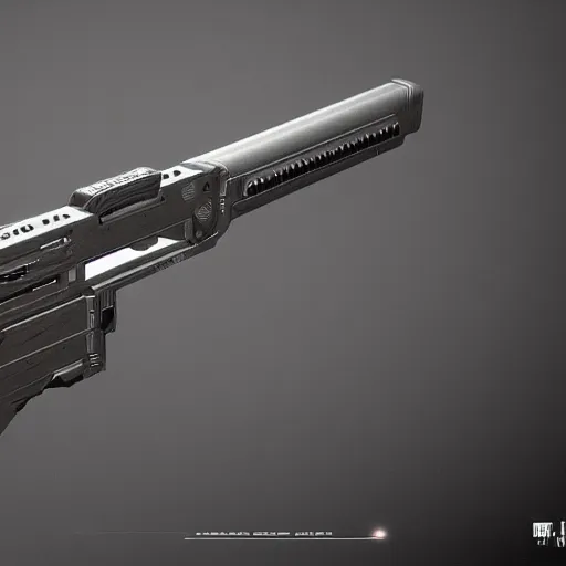 Image similar to futuristic sci fi rifle, Artstation, Artstation Trending, Pinterest, cgsociety, Deviant Art, concept art, high quality, hyper realistic, hard surface, ultra detailed, very coherent, unreal engine, 8k, high resolution, octane render,