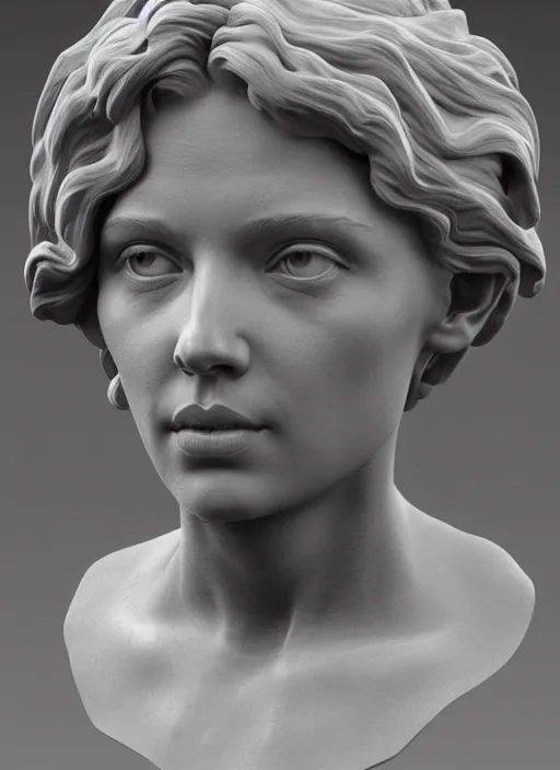 Image similar to 3D resin miniature sculpture by Jean-Baptiste Carpeaux and Antonio Corradini, woman, prefect symmetrical face, academic art, realistic, 8K, Introduction factory photo, Product Introduction Photo, Hyperrealism. Subsurface scattering, raytracing, Octane Render, Zbrush, simple background