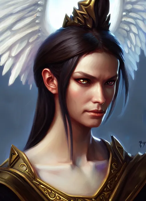 Prompt: a _ fantasy _ style _ portrait _ painting _ of angel, rpg dnd oil _ painting _ unreal _ 5 _ daz. _ rpg _ portrait _ extremely _ detailed _ artgerm _ greg _ rutkowski _ greg