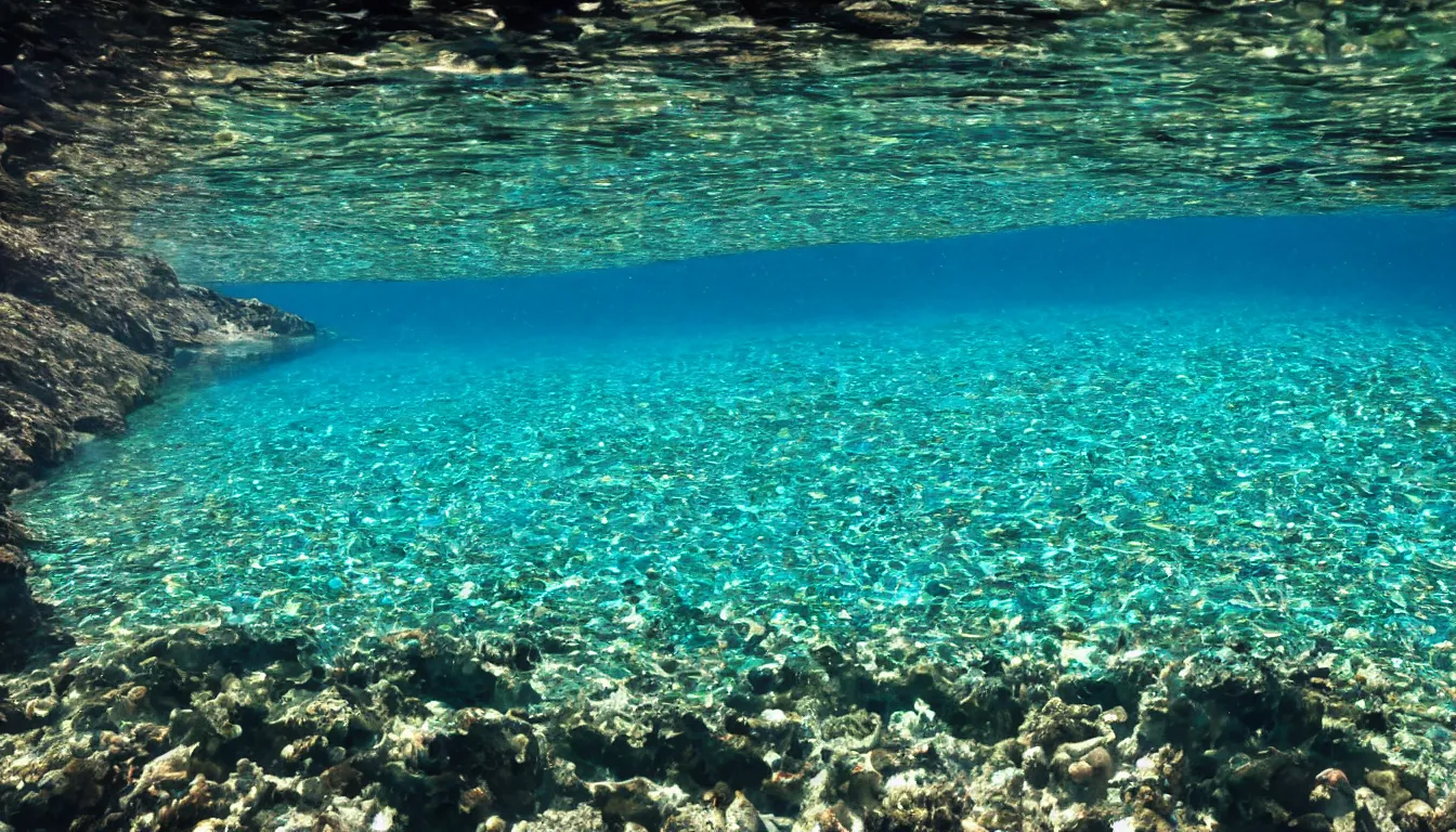Prompt: under crystal clear water
