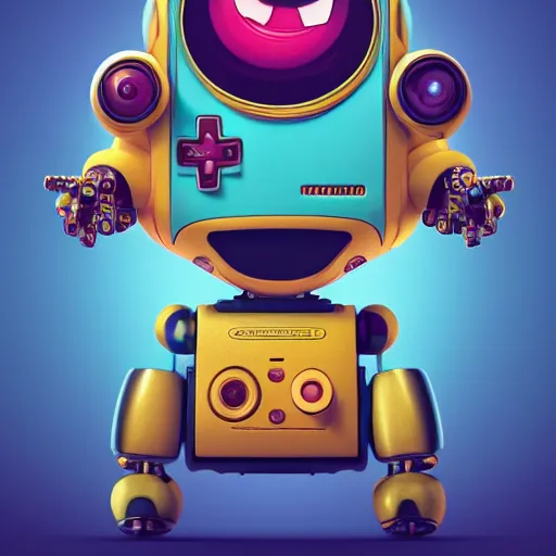 Image similar to two small chubby bots, hyperdetailed colourful graffiti, smooth panelling, intricate detail, holding a battery, single eye, cute, intricate arms, antenna, floating, white studio, cute mechanical toy, gameboy advanced, ambient light, in the style of pixar animation poster, pokedstudios, blender, octane render, 8 k,