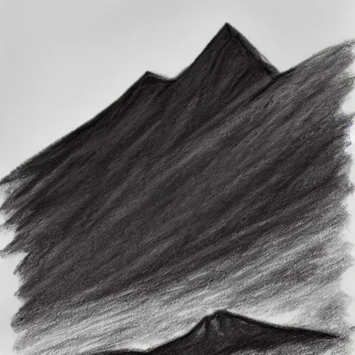 Image similar to charcoal pencil sketch of mountains, lower third, high contrast, black and white