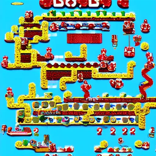 Image similar to photo of recursive super marios hundreds of marios holding up planet earth