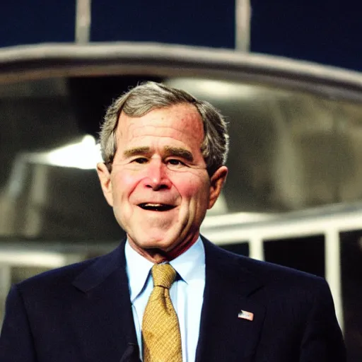 Image similar to george bush wearing tinfoil cone hat