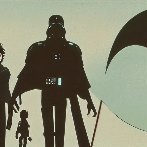 Image similar to film still of Star Wars Return of the Jedi Artwork by Dice Tsutsumi, Makoto Shinkai, Studio Ghibli