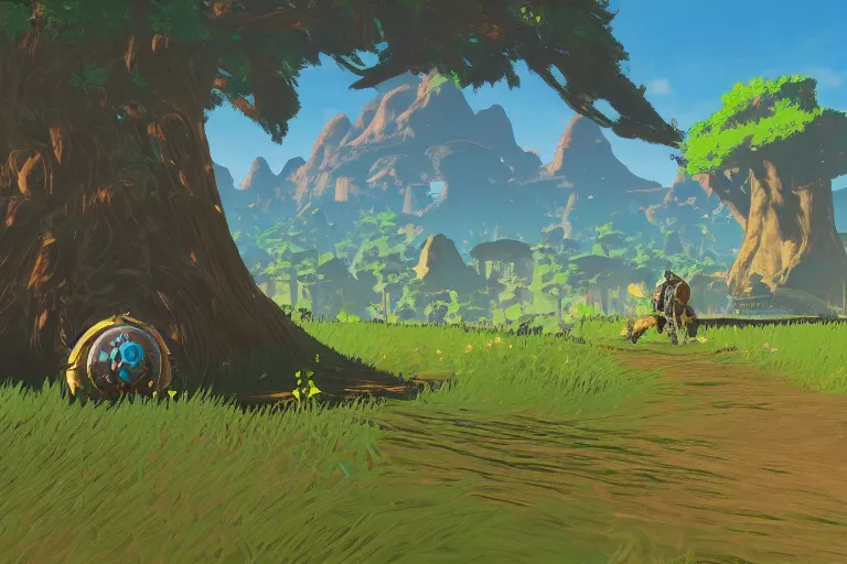 Image similar to detailed scenery from the legend of zelda breath of the wild, breath of the wild art style, 4 k.