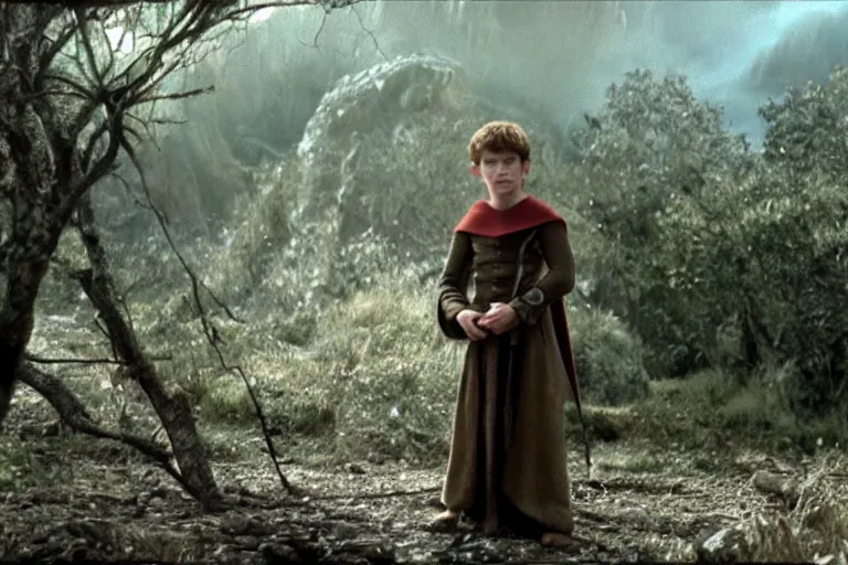 Image similar to young tom holland plays an elf in the lord of the rings return of the king, highly detailed, cinematic lighting, 4 k, arricam studio 3 5 mm film camera, kodak 5 2 7 9 ( tungsten - balanced ) film stock