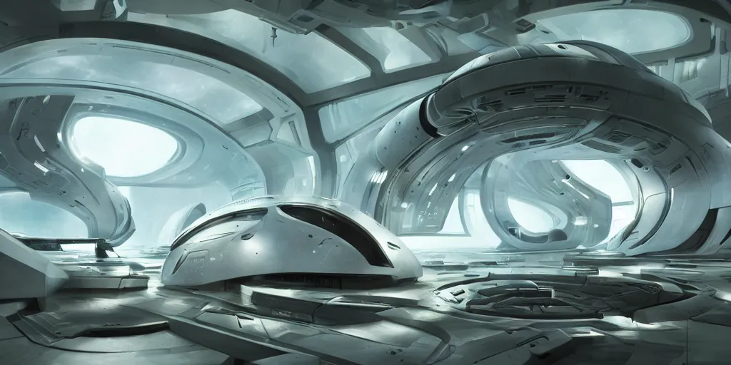 Image similar to a organic pod, sci - fi interior, in a clean science fiction lab, futuristic room, photorealistic, hyper real, cinematic, in the style of jim burns, john harris,