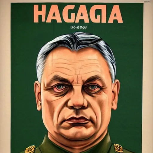 Image similar to portrait of the leader of fascist hungary, viktor orban in nazi uniform, nazi propaganda poster art 1 9 4 4, highly detailed, colored