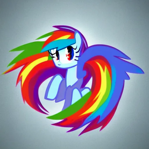 Image similar to 🐎🍑, Rainbow Dash, light blue fur, cutie mark, rainbow tail, equine photography