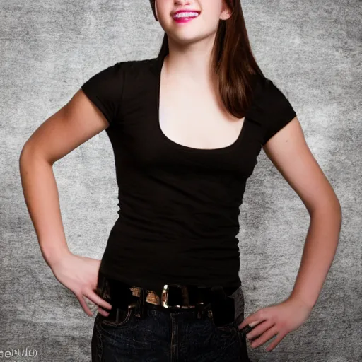 Image similar to beautiful theater actor from nyc, female, 1 8, performing on stage, brunette, blue eyes, 5 foot height, dramatic lighting